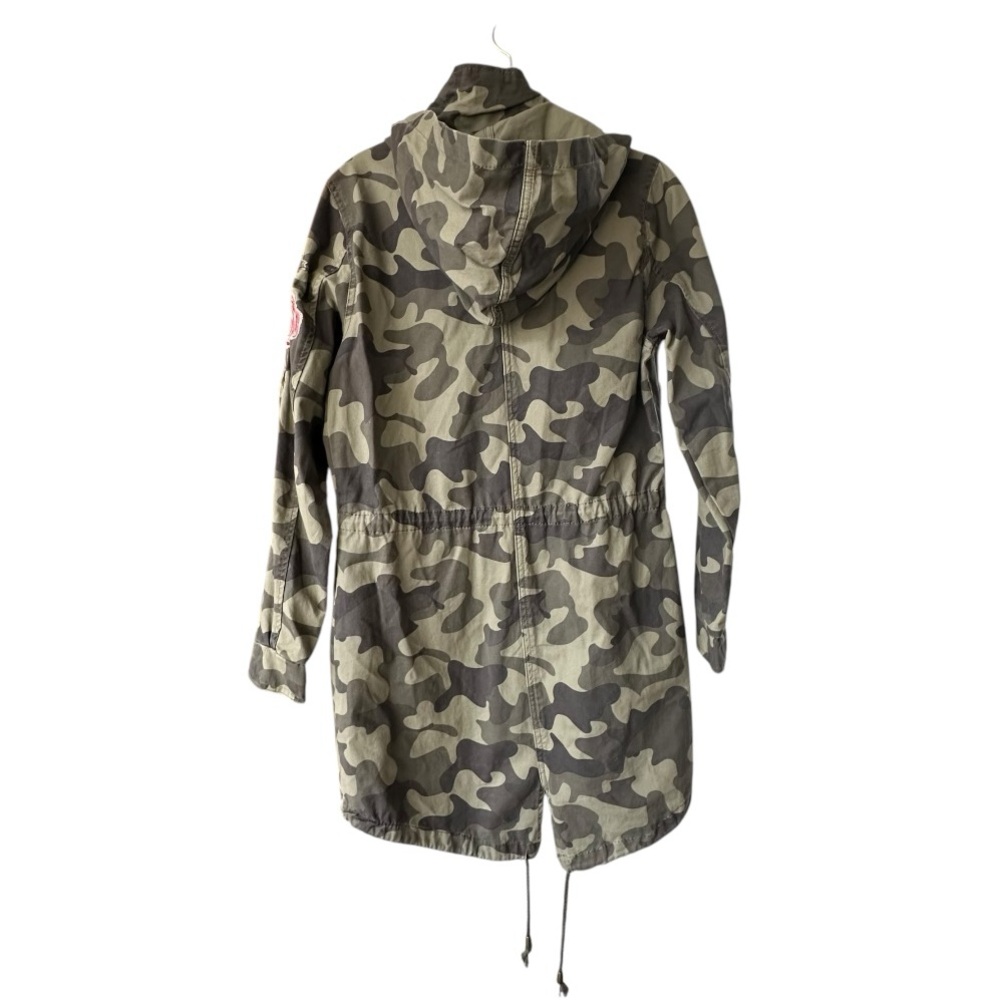 Blue Rain Camouflage Utility Cargo Jacket Pink Floral Embroidery Accent Size Med - Picture 3 of 16